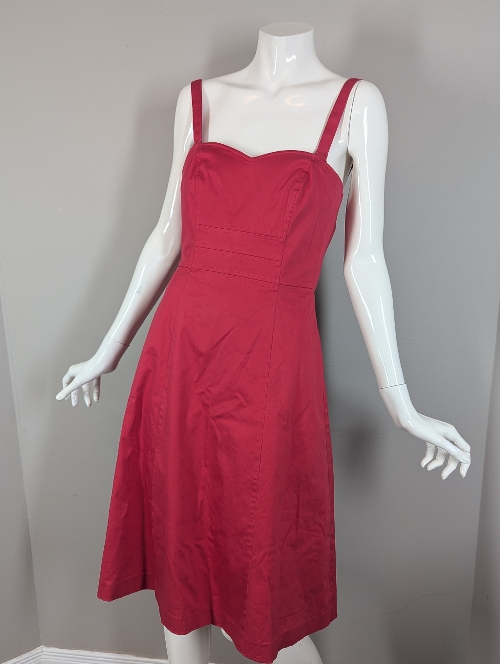 H&M Vintage Style Bustier Dress Red Strapless Convertible Boned Midi